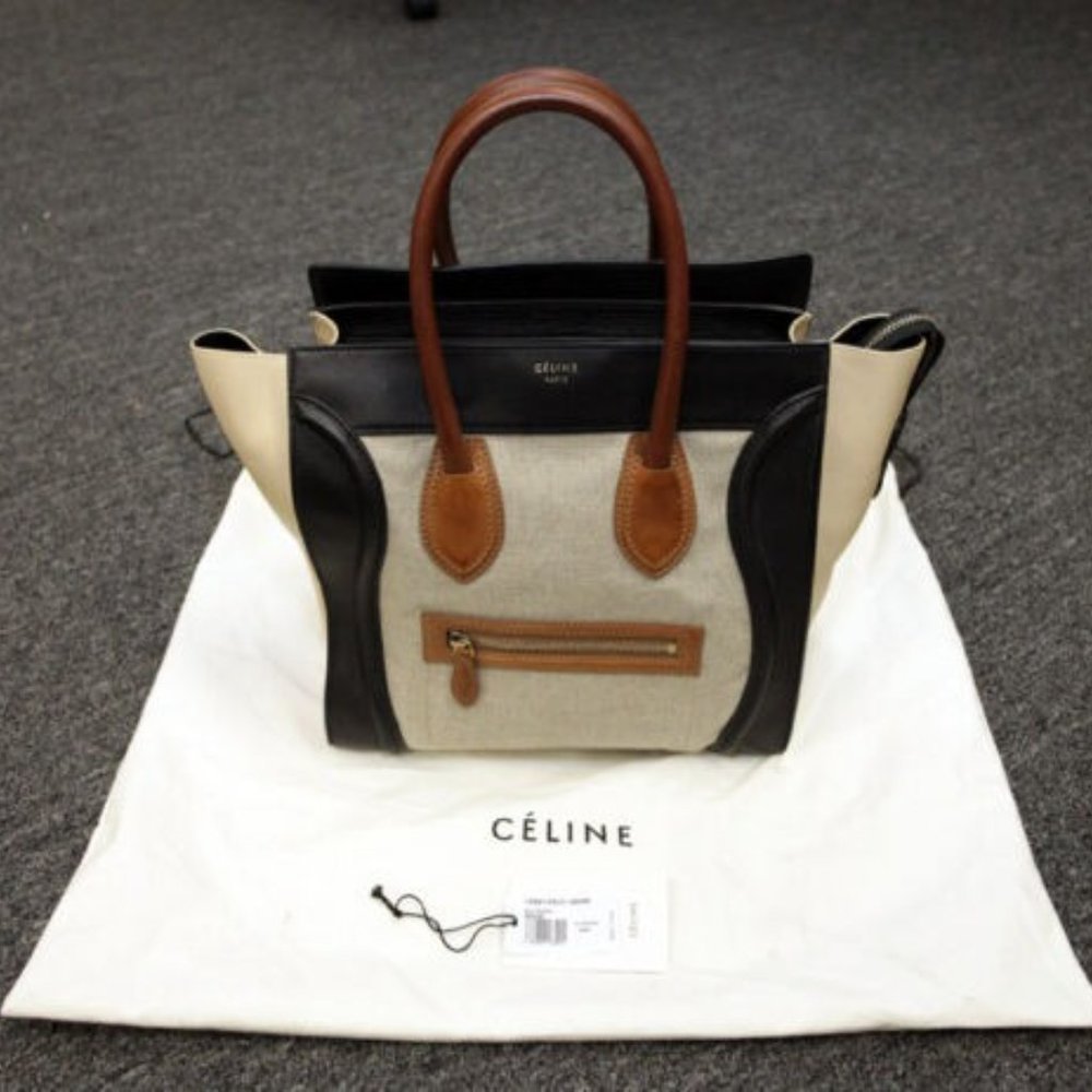 Celine Tricolor Mini Shopper Luggage Tote Natural Handbag 165212HJT.02VG WOMENS - Picture 11 of 12